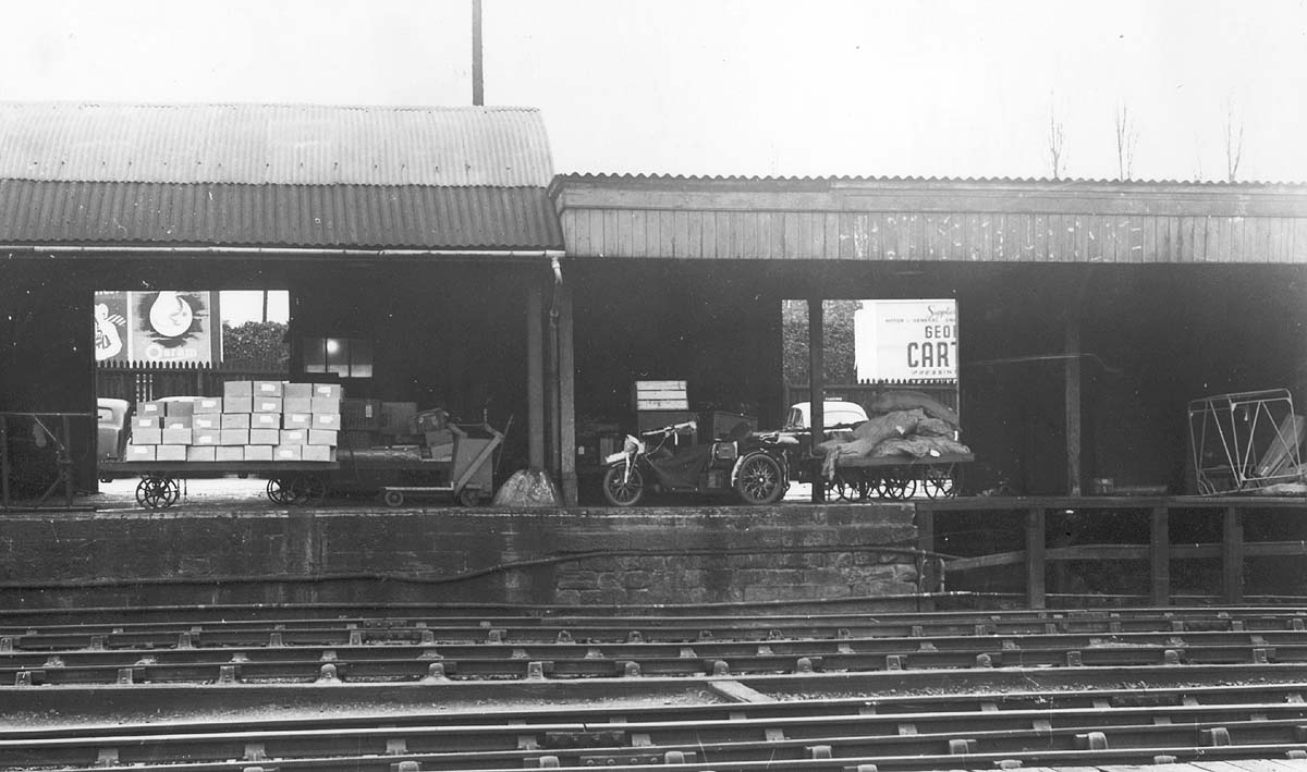 Another view of the parcels platform showing the stone and timber structures and possibly the now filled recess which was once the wagon turntable