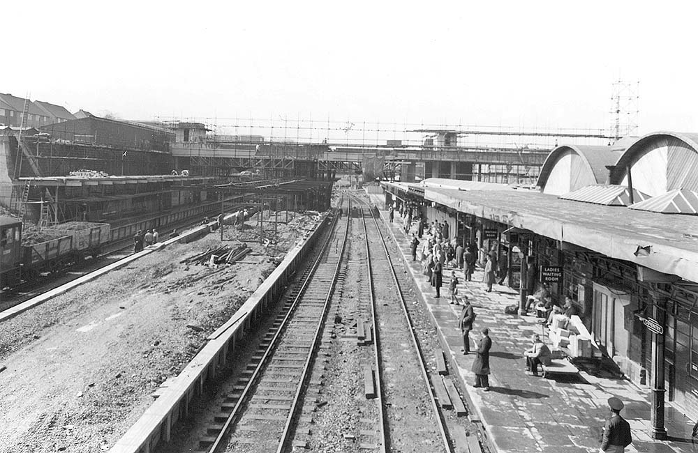 Panoramic view of the rebuilding of the station taken from Stoney Road looking in the direction of Birmingham