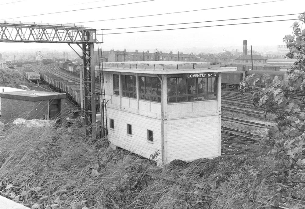 View of Coventry No 3 Temporary Signal box which was located in the vee of the junction of the Birmingham mainline with the Nuneaton branch