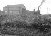 View of Coventry Colliery 0-6-0T No 5 standing outside the shed which was located near to Three Spires Junction on 4th October 1957