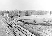 Looking north towards Coventry from Folley Lane, later renamed Humber Road, bridge with the branch line to Three Spires junction still to be opened to traffic