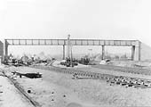 View of the throat of Gosford Green goods yard during construction and the footbridge provided for pedestrians