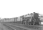 Ex-LMS 4-6-0 'Black 5' No 44773 is seen at the head of an empty parcels train as it  transits the Coventry Loop Line