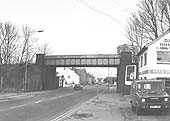 View of the bridge which carried the Loop Line over Stoney Stanton Road during February/March 1984
