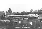 Another naval gun is seen mounted on Midland Railway trucks whilst standing in the exchange sidings adjacent to the LNWR's Coventry Loop Line