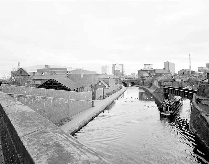 The Roundhouse in Sheepcote Street is seen to the left of the Birmingham Canal which was built 1840 as a mineral and coal wharf for the LNWR