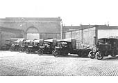Curzon Street's motorised road transport fleet displayed in the fomer GJR yard for the photographer in 1912
