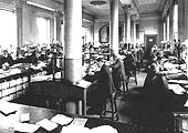 A view of the interior of Curzon Street Goods Station's goods forwarding office taken in 1913
