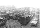 Looking towards Curzon Street No 1 signal cabin and the 'overhead' lines with the grain warehouse on the left in 1912