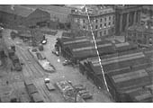 An aerial view showing part of Top Yard, Curzon Street level crossing and the former L & B departure train shed
