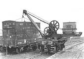 A LMS Container being off-loaded by a travelling crane in Banbury Street goods yard on 3rd February 1932