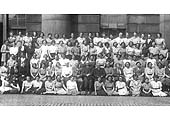 A photograph of Curzon Street District Goods Accounts Department (Abstracts) office staff in September 1938