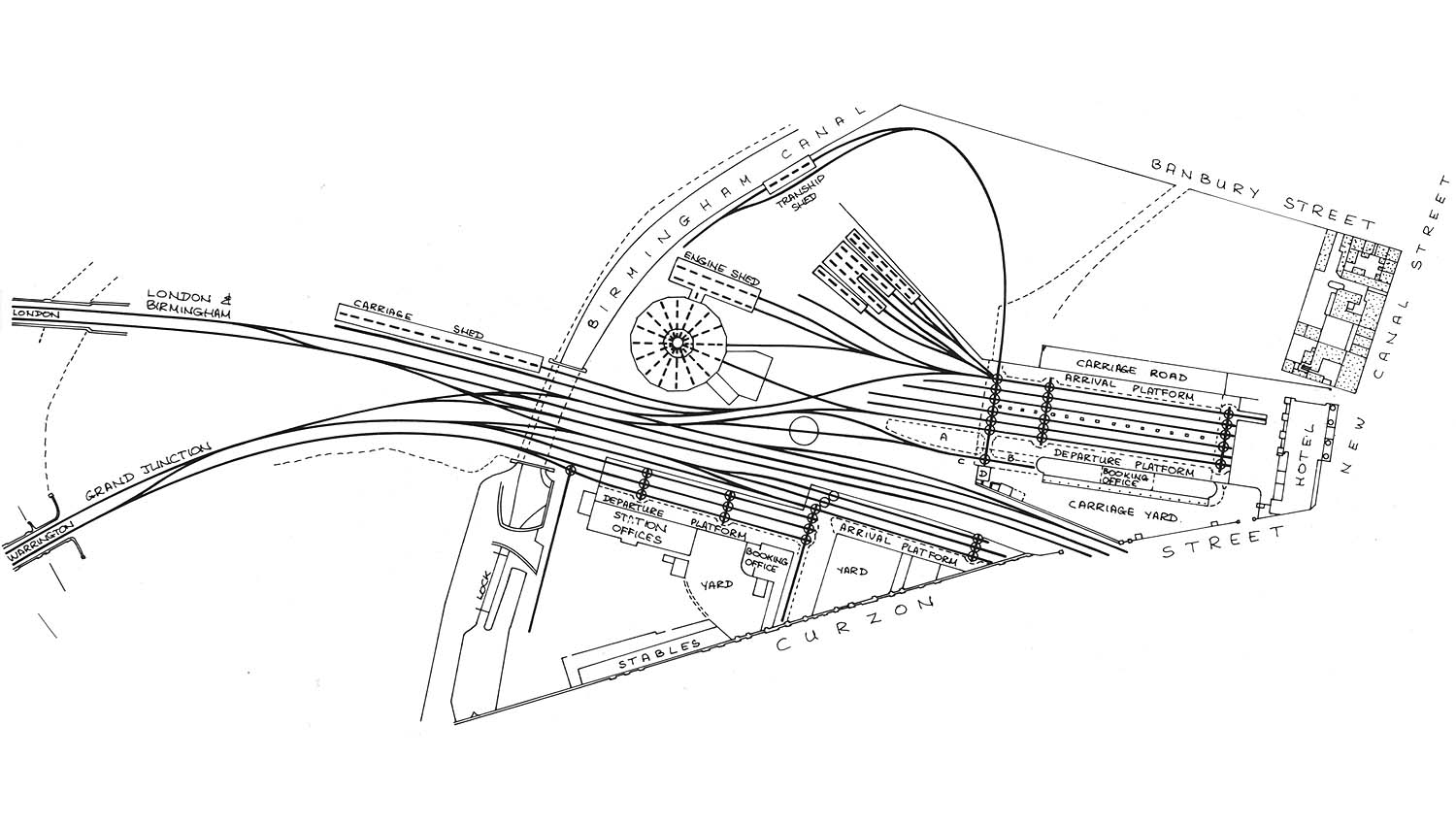 curzon street shed: plan of the approach and layout of