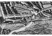 Close up showing the two stations in the Ackerman perspective of Birmingham in 1845 with Proof House