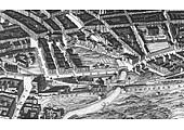 An Ackerman perspective of Birmingham in 1845 showing the L & B and GJ stations at Curzon Street