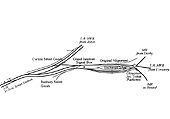 Schematic showing the May 1896 routes to New Street station from Aston, Coventry and Gloucester