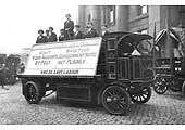 The opposite side of the Edison battery powered electric three-ton goods lorry but with the same message on its banners