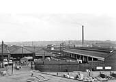 Close up showing on the right the excursion train sheds and in the distance, Proof House Junction signal cabin