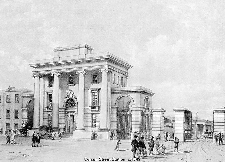 A lithograph of Hardwick's original station building seen shortly after the opening of the L & B