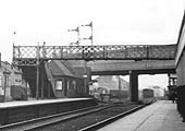 Close up showing the Nuneaton end of Foleshill station with the goods yard located on the left beyond Lockhurst Lane bridge
