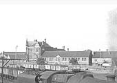Close up showing primarily BR steel wagons in Foleshill goods yard with Shanks & Sons works in the background on Lockhurst Lane