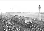 A Metro Cammel two-car DMU unit has just passed the former Munitions Sidings as it approaches Foleshill station on a local Nuneaton service