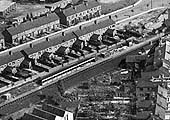 This 1931 aerial view of Foleshill station shows the lengthened platform and the old structures on the original platform