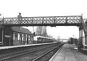 The station's down platform, booking office and booking hall together with the large passenger shelter are clearly shown in the view on 22nd October 1960