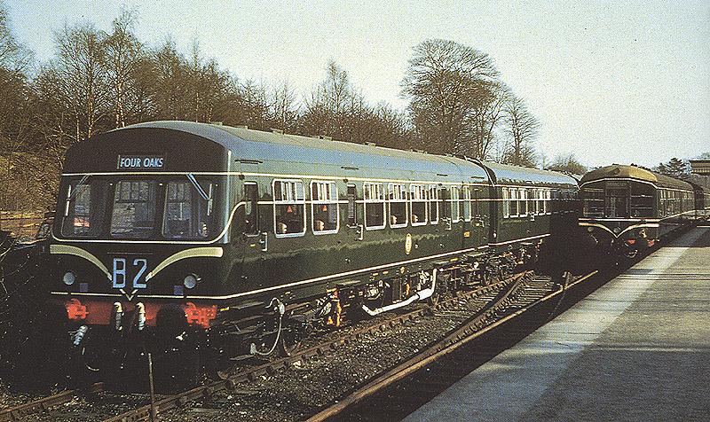 Fresh from the shops is a Class 101 Metro-Cammell three car DMU set alongside a two car Derby Lightweight DMU