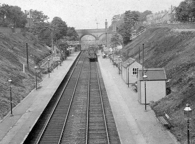 Looking towards Lichfield as a train arrives at the up platform