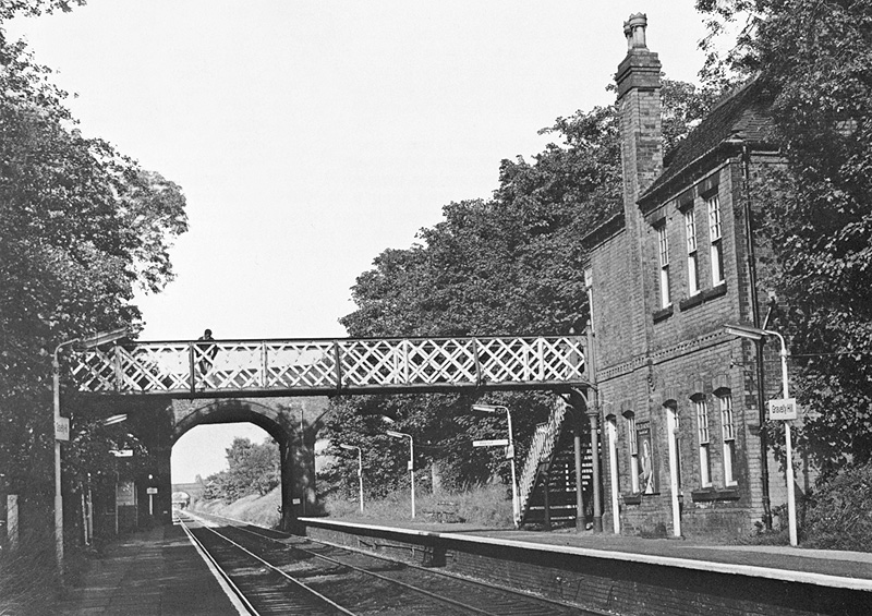 Looking along Sutton Coldfield platform showing only the brick built two storey building remains