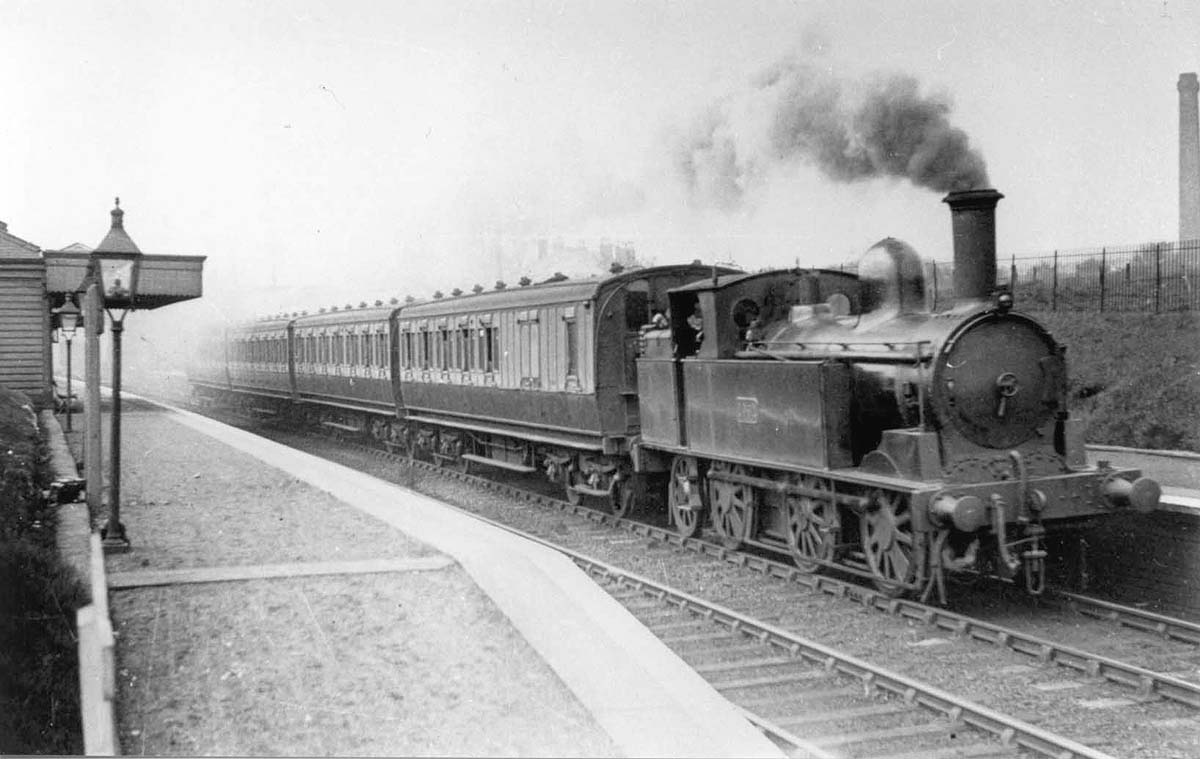 View of Great Barr station's up starting signal and the Perry Barr North Junction distance signal on 5th August 1951