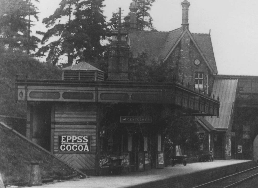 Close up showing the down platform building which contained the waiting room, ladies waiting room and toilet and gentlemen's toilet