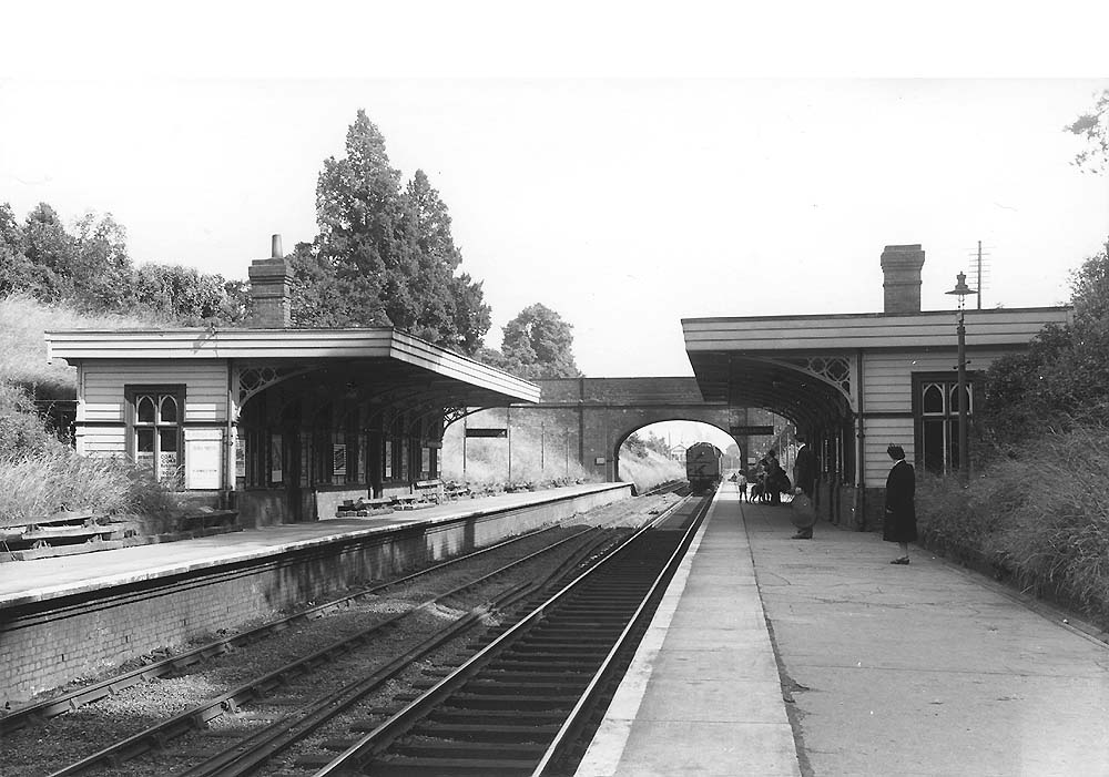 Looking towards Coventry with an ex-LMS 2-6-4T running bunker first arriving at Hampton in Arden on a down local passenger train