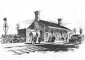 View of the original Kenilworth station with single platform being opened on Monday 9th December 1844 a few months after it had been built