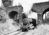 Ex-LMS 8F 2-8-0 No 48121 approaches Kenilworth Junction after failing at Gibbet Hill on 5th August 1965
