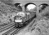 English Electric Type 4   1Co-Co1 D380 comes of the Berkswell at Kenilworth Junction on a diverted passenger train