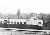 Close up showing the raised cockpit of Railcar No 2 and the louvered door for the driver and luggage