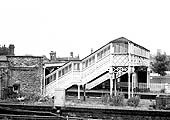 A side elevation view of the ex-LNWR passenger footbridge showing details of the supporting iron work