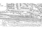 A 1904 25 inch to the mile Ordnance Survey map showing the juxtaposition between the LNWR and GWR Leamington stations