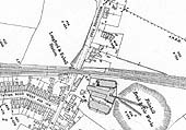 A 1912 Ordnance Survey map of Longford & Exhall Station showing the platforms having been extended