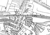 A 1936 OS map of the station and the three sidings used as part of marshalling traffic for the Wyken Colliery