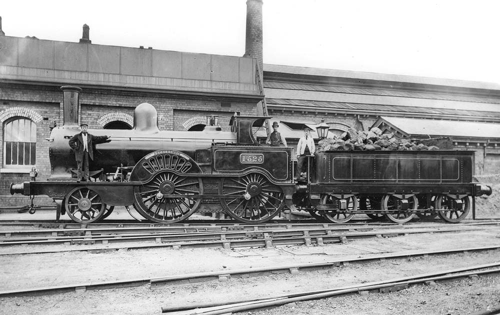 Another view of LNWR 2-4-0 No 1526 'Abercrombie' as it stands adjacent to Monument Lane's water tank