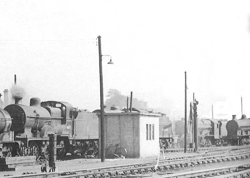 Close up showing the coaling roads at Nuneaton shed and the variety of locomotive stock being serviced ready for their next turn of duties