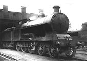 Ex-LNWR 4-6-0 Experiment Class No 5491 'Prince George' stands outside Nuneaton shed on 24th October 1933