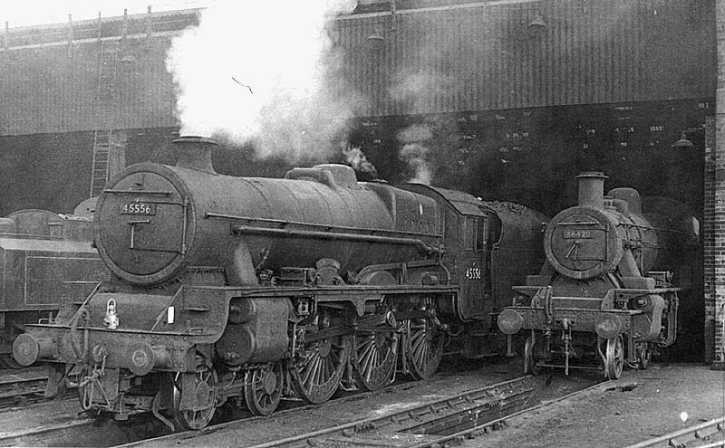 Ex-LMS 5XP 4-6-0 No 45556 'Nova Scotia' and British Railways built 2-6-0 No 46420 are seen on 2nd September 1961