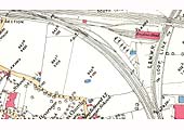 Ordnance Survey Map of Nuneaton Shed and approach roads first surveyed in 1886 and published in 1889