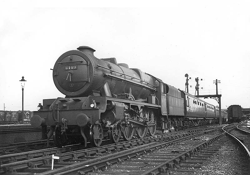 LMS 4-6-0 Rebuilt Royal Scot class No 6149 'The Middlesex Regiment' is seen on a down express prior to it receiving smokebox deflectors