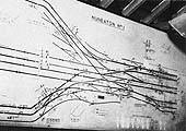 View showing Nuneaton No 1 Signal Cabin's Diagram of the lines to Leicester and the lines to Coventry