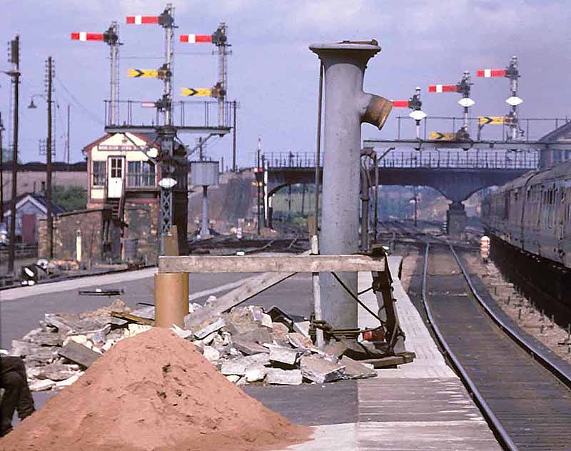 Looking towards Tamworth with the bridge carrying the MR's Birmingham to Leicester line in the distance